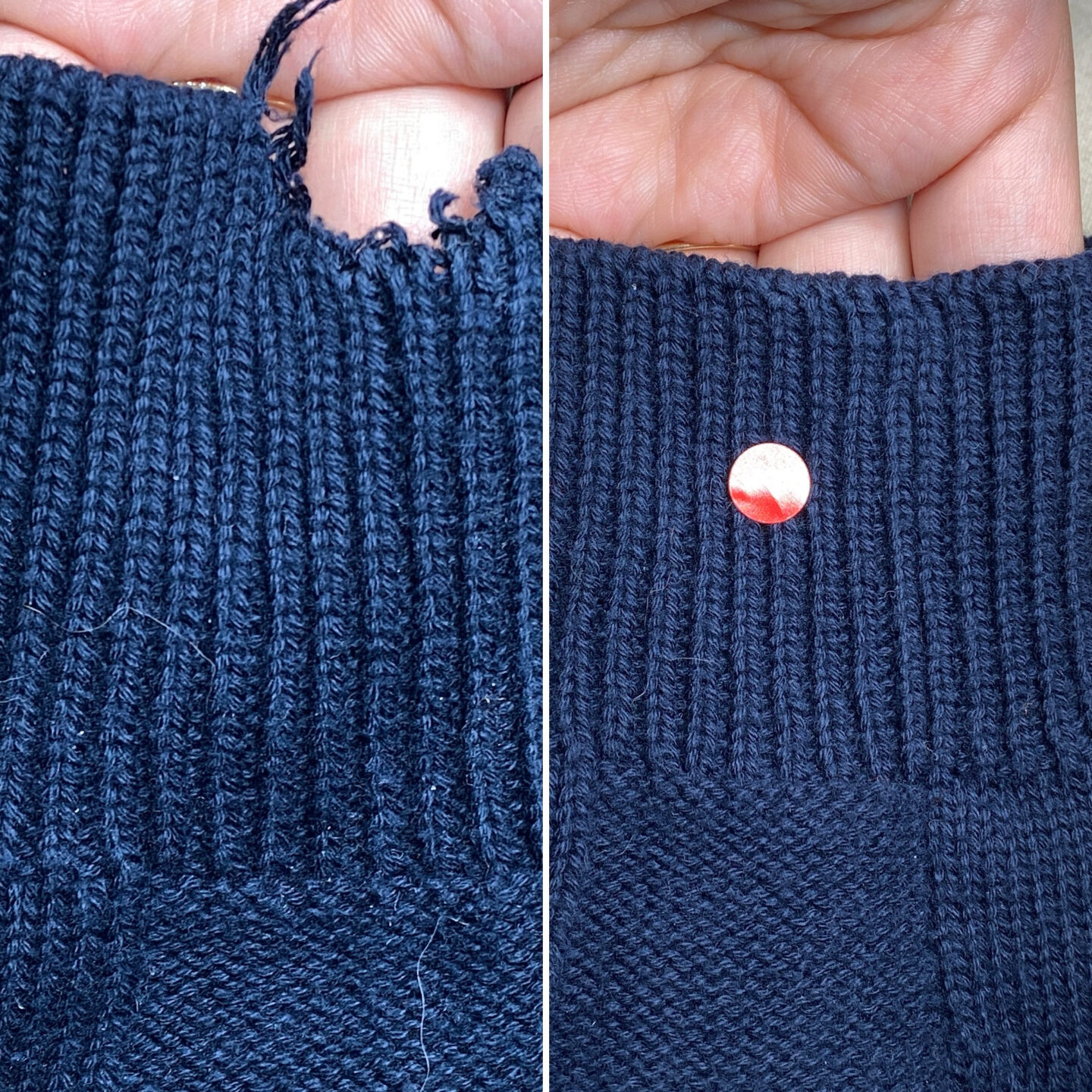 ペットのいたずらによる袖口噛みちぎり修理